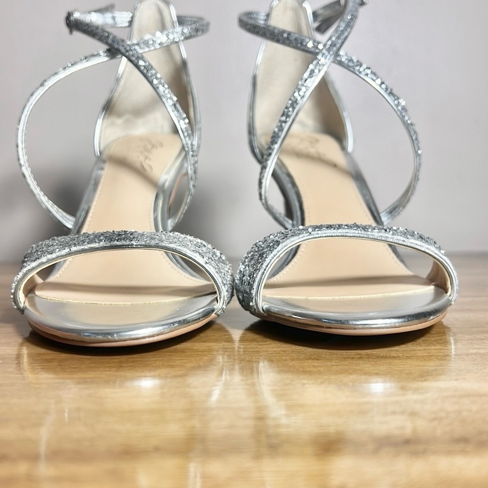 Badgley Mischka Strappy Glitter Heels - Picture 4 of 10
